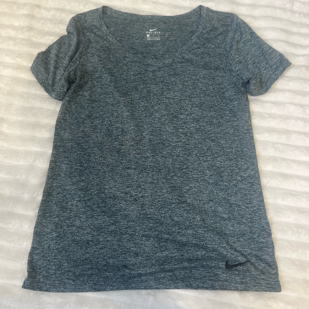 Nike Dri-FIT Heathered Green Gray Scoop Neck Tee Size Small  Training Shirt